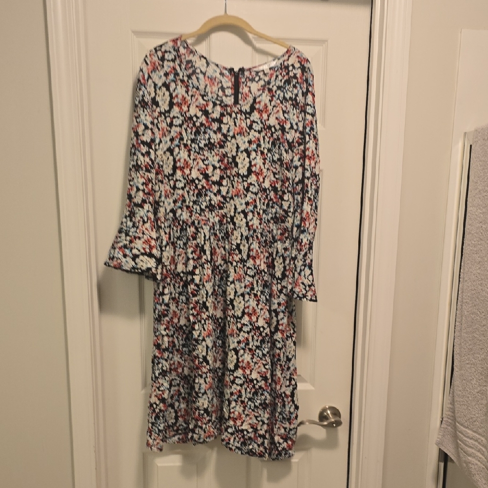 DownEast Multicolor Abstract Print Dress